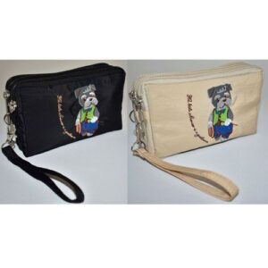 Schnauzer Embroidery 3 Zip Pouch