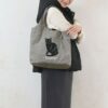 Corduroy Animal Embroidery Tote Bag