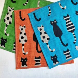 Matano Atsuko Triple Gauze Mini Handkerchief, Friendly Cats