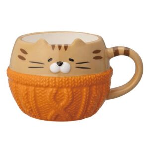 Tabby Cat Mug with Knitted Sleeve